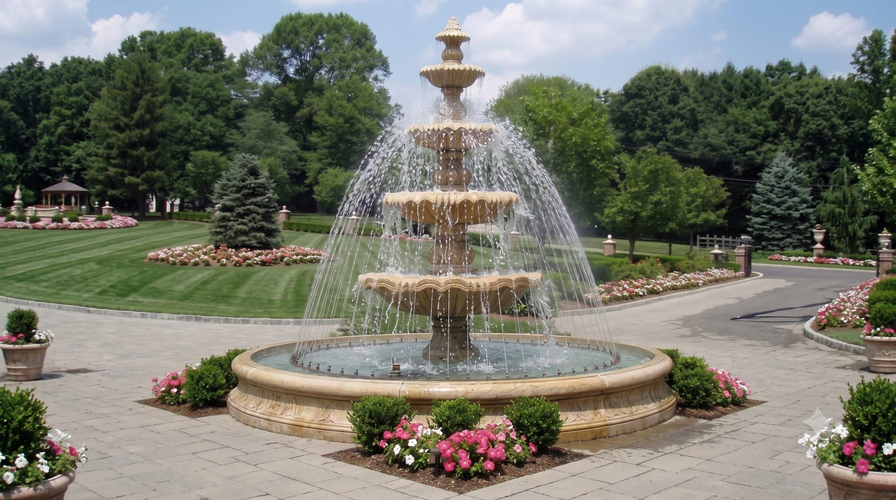 Decorative water fountain feature